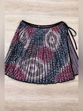Italian Pleated Knit Wrap Skirt Multicolor Abstract - EU 42 - Missoni Style